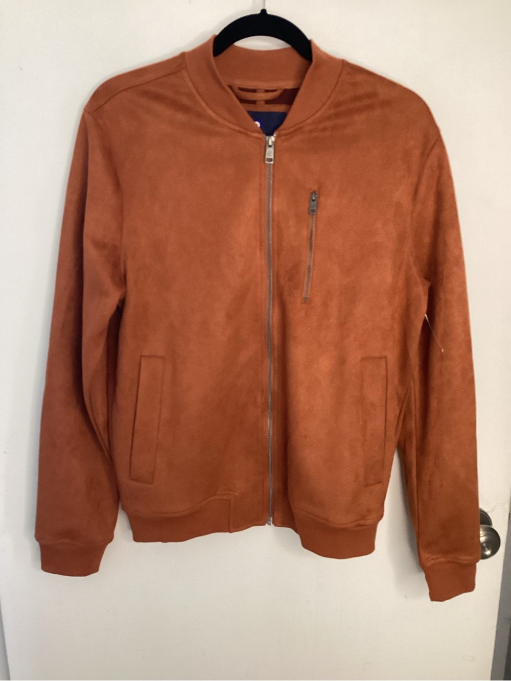 Ben Sherman Suede-Like Bomber Jacket in Rust S